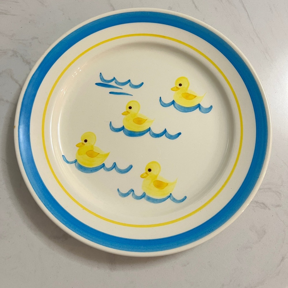 Royal Cumberland Royal Copenhagen Child Plate Hand Painted Yellow‎ Ducks Vintage